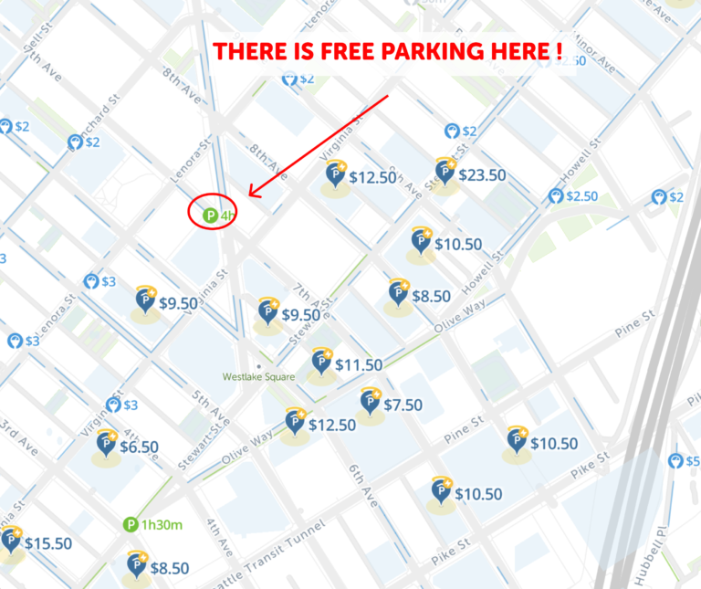 2024 : Map of Free Parking in Seattle - SpotAngels