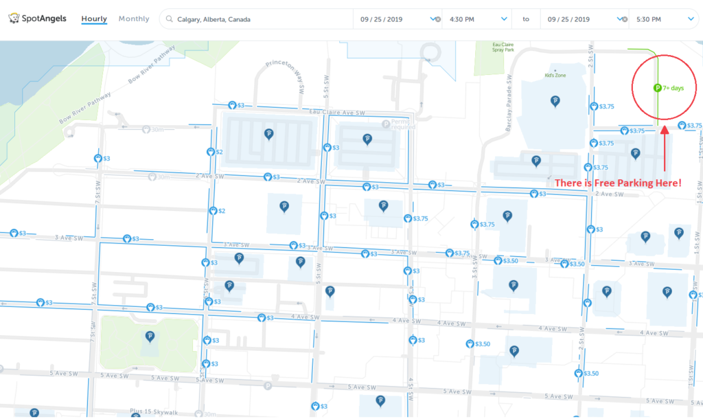 2024 Map Of Free Parking In Calgary AB SpotAngels   Free Parking Map Calgary Ab 1024x610 