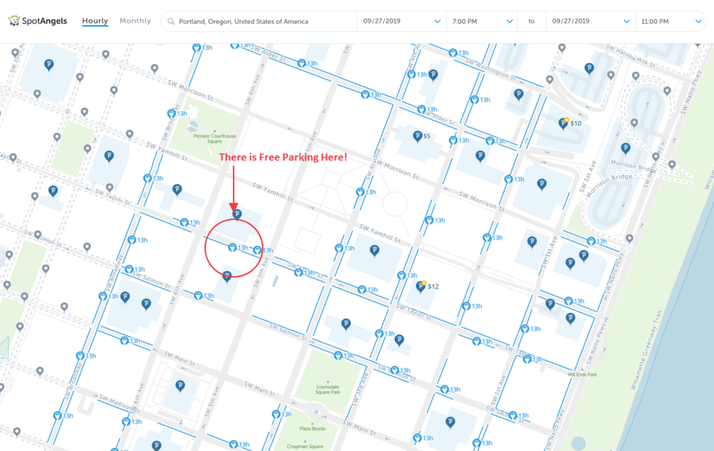 2024 Map Of Free Parking In Portland OR SpotAngels   Free Parking In Portland Or 1024x647 