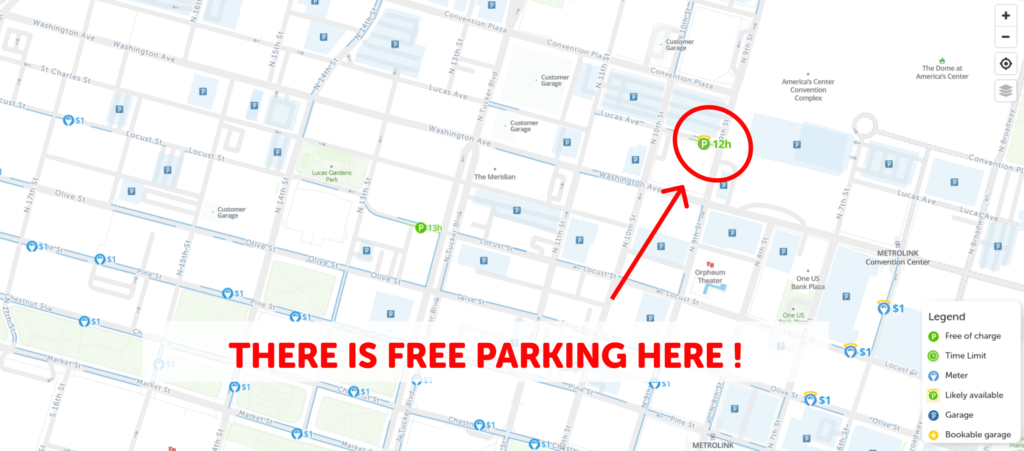 2023 Map of Free Parking in Saint Louis - SpotAngels