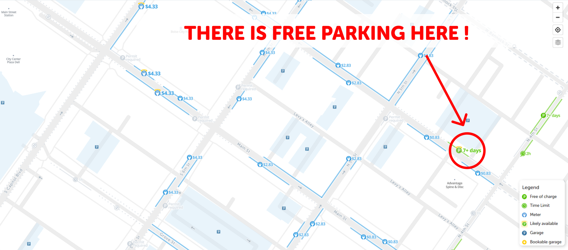 2021 Map of Free Parking in Boise - SpotAngels