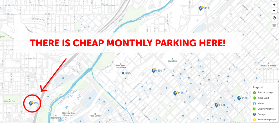 Top 50 Cheapest Monthly Parking near Aurora, Colorado