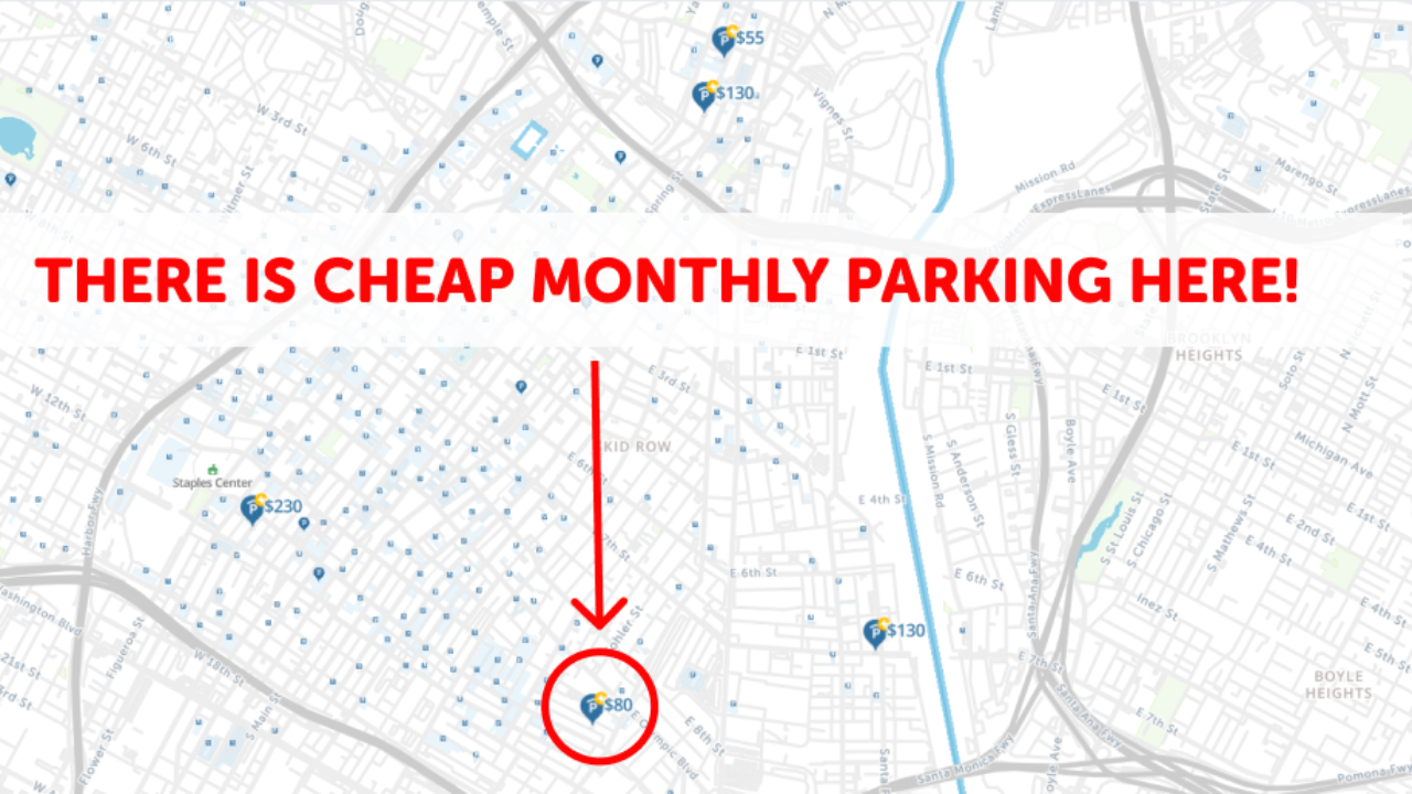 Top 50 Cheapest Monthly Parking near Los Angeles, California