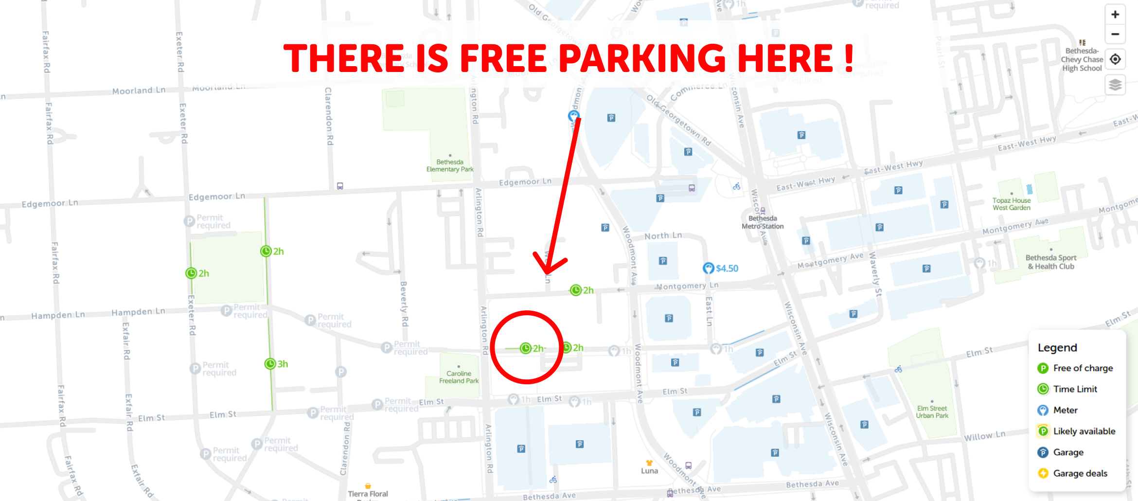 Bethesda MD Free Parking 