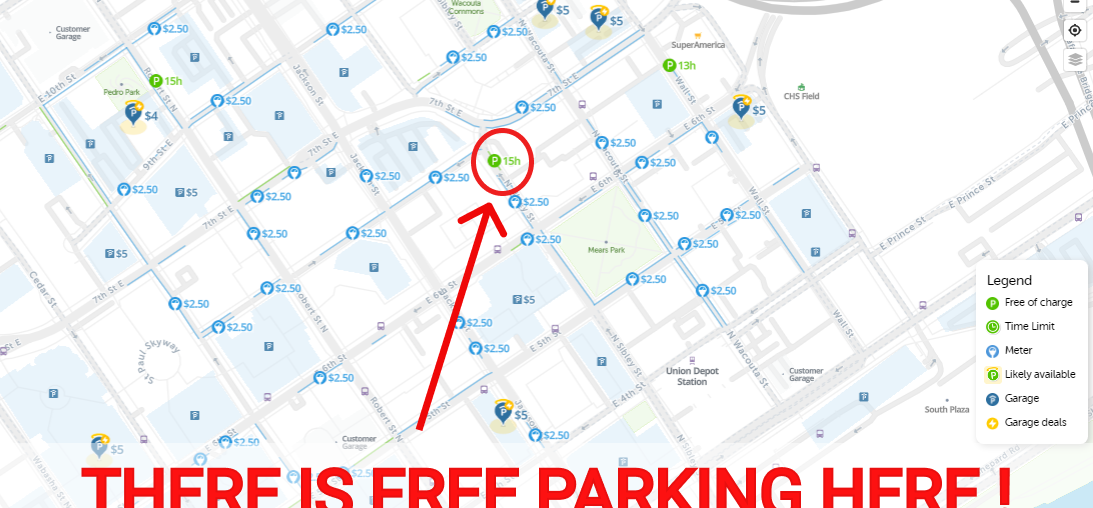 St Paul parking map