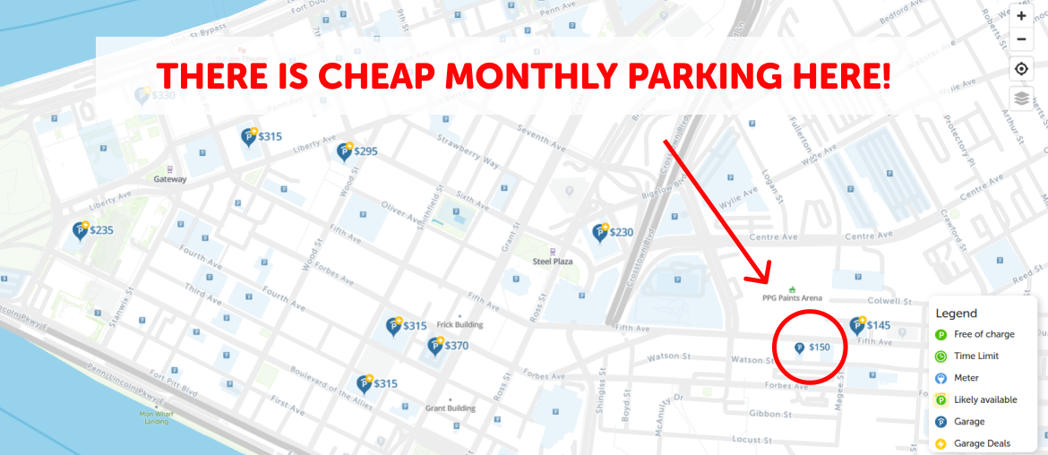 Pittsburgh Monthly Parking Map