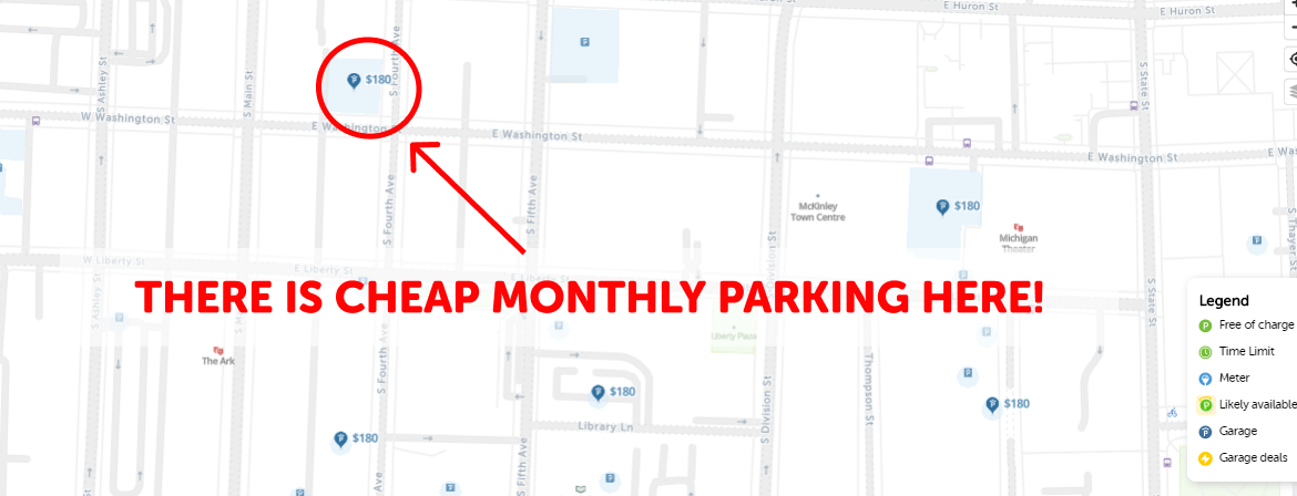 Ann Arbor Monthly Parking Map